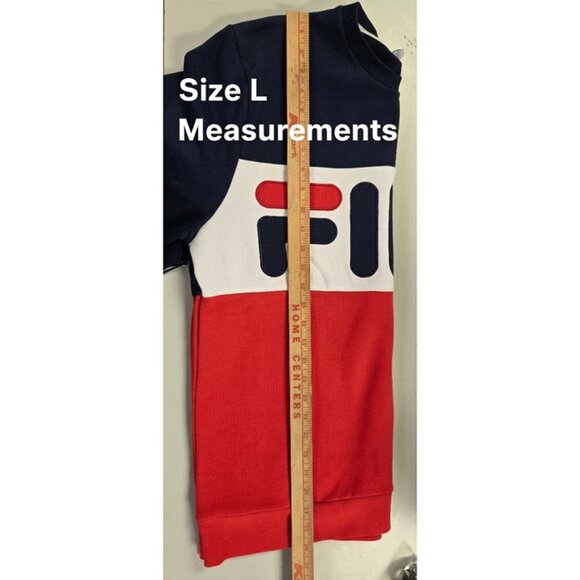 FILA Men Colorblock Logo Sweatshirt Navy/White/Red Long Sleeve Pullover Size  L - Picture 9 of 12
